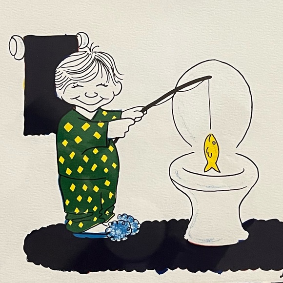 ORIGINAL’s - Laurie Beth - 1990’s “Bathroom Humor” Paintings - Numbered on Back! - Picture 4 of 16